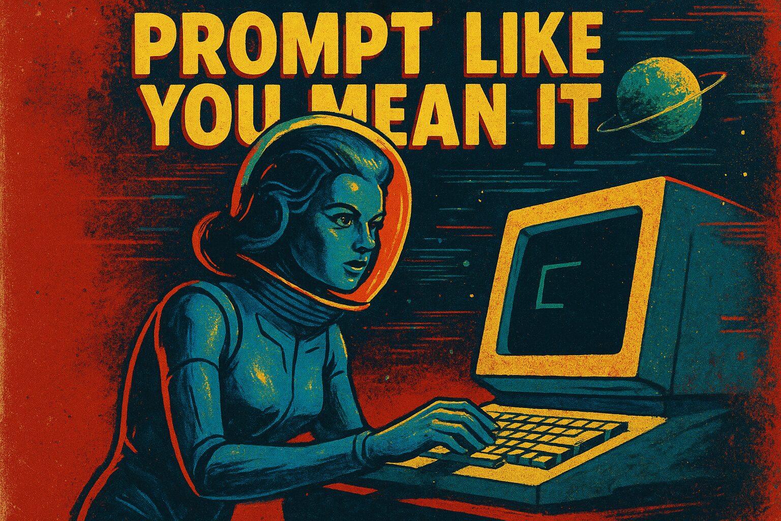 Illustration for 'Prompt Like You Mean It' about user-from-the-future.
