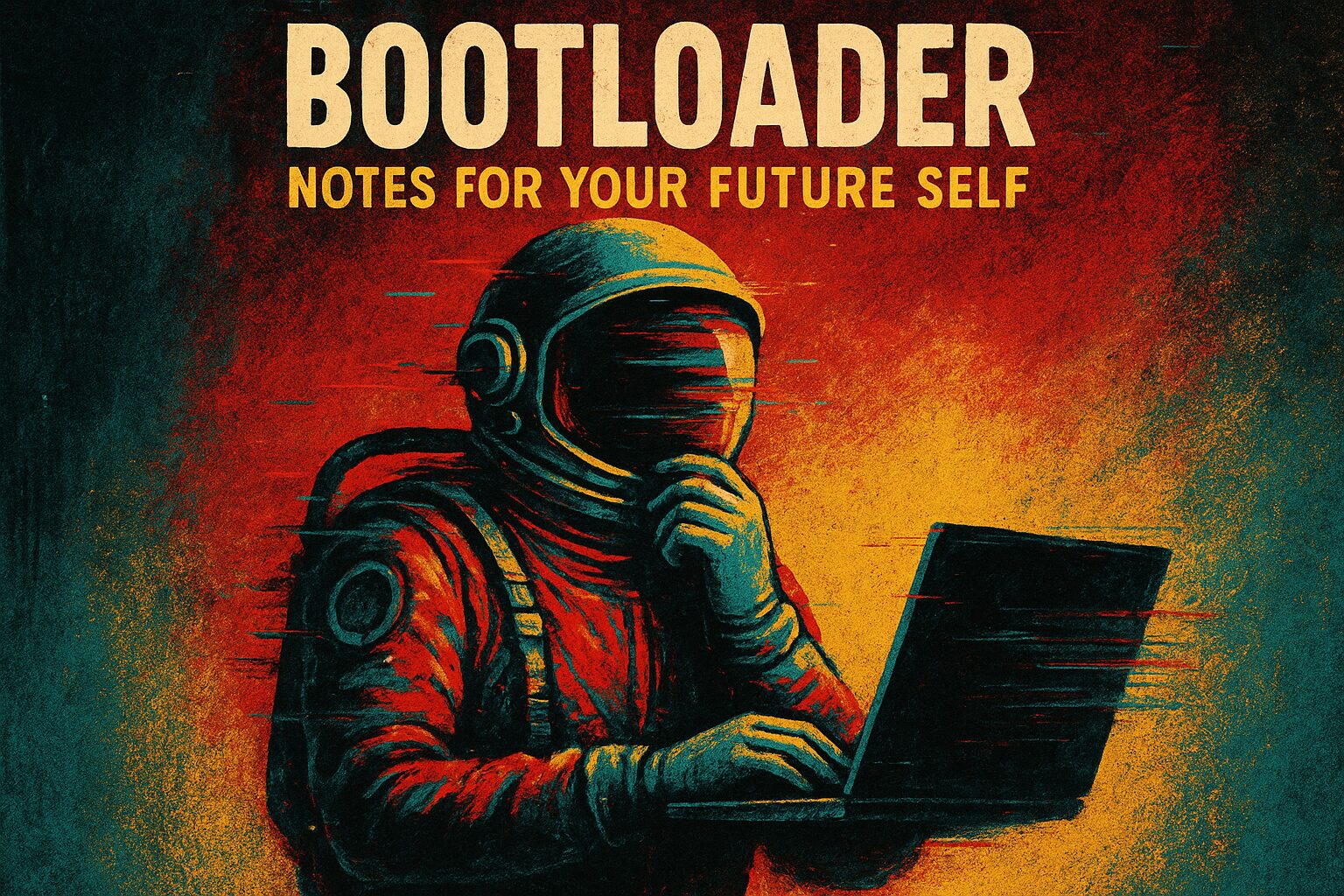 Illustration for 'Bootloader: Notes for Your Future Self' about user-from-the-future.